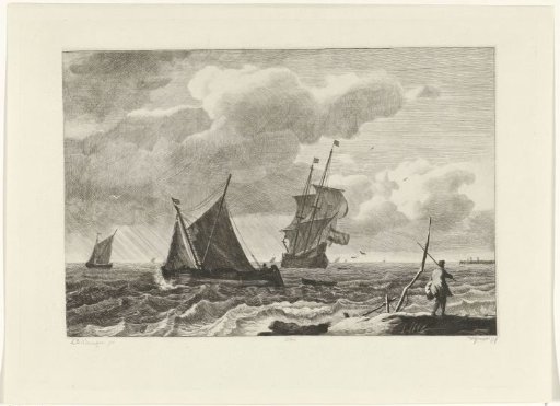 Seascape with sailing ships