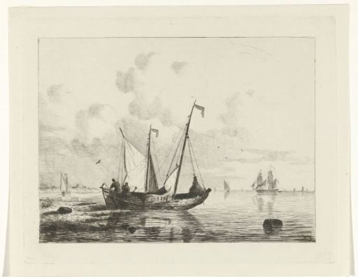 Sailing ship with furled sails