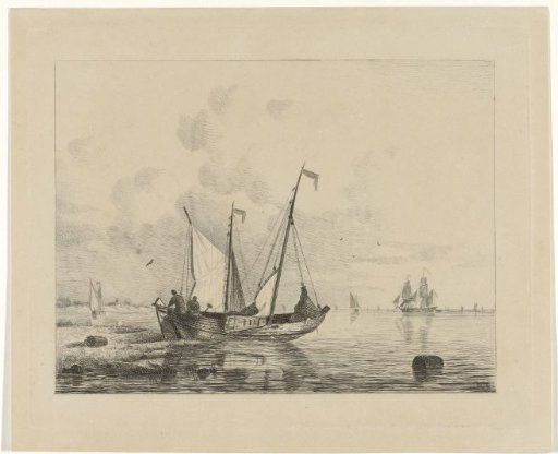 Sailing ship with furled sails
