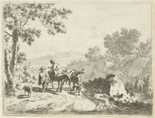 Path with shepherds and cattle