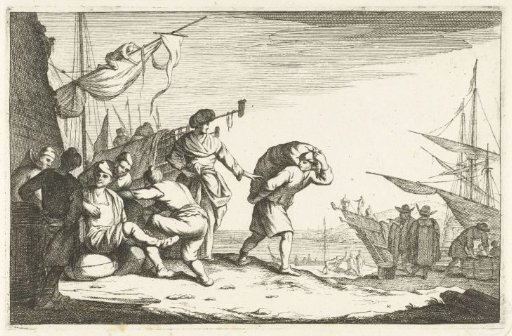 Harbour with merchants conversing