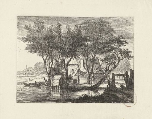 Forest landscape with a farm