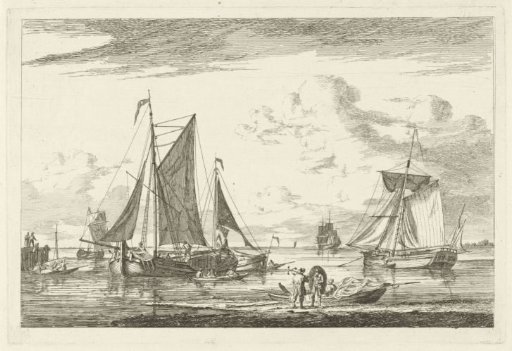 Beach and Sea with Various Boats