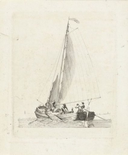 Sailing ship with four figures