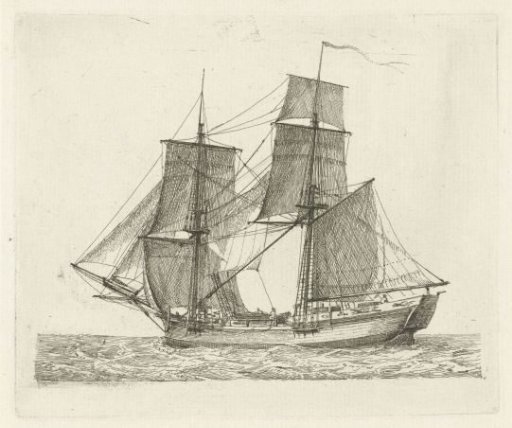 Two-masted Ship with Figures