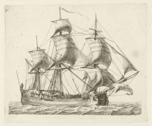 Three-masted Ship with Wind in the Sails