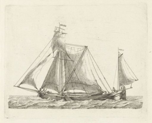 Two-masted Ship with Two Figures