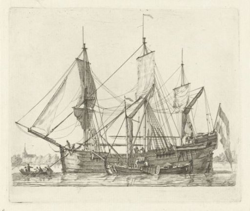 Unloading a Three-masted Ship