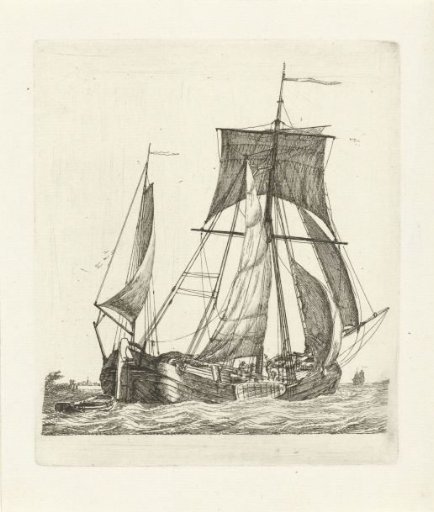 A Sailing Ship with a Boat on the Waves