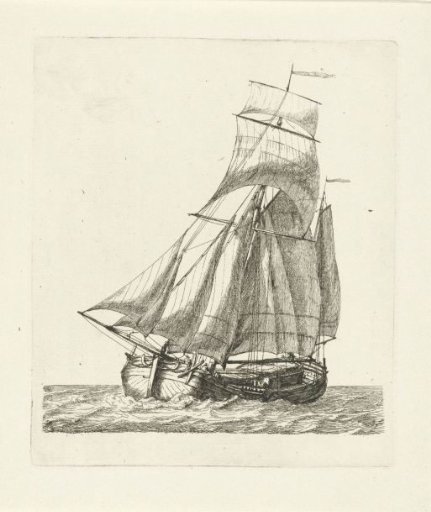 Sailing Ship with Three Figures