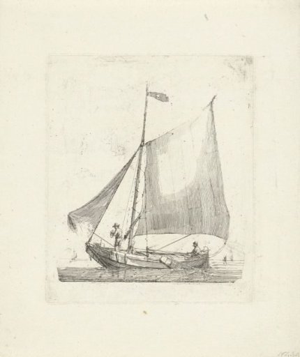 Sailing boat with two fishermen