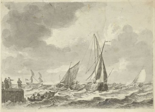 Sailing ships on rough water