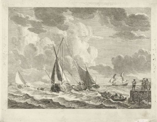 Sailing ships on rough water
