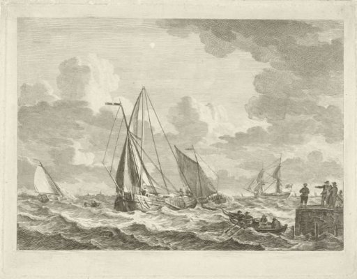 Sailing ships on rough water