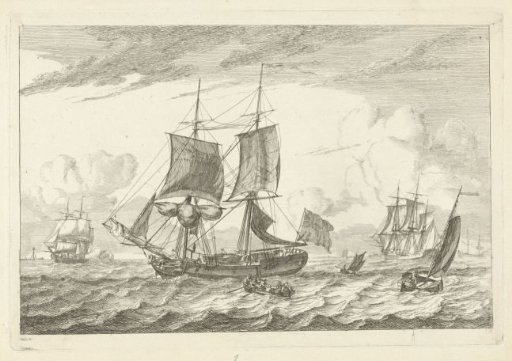 English two-master on rough water