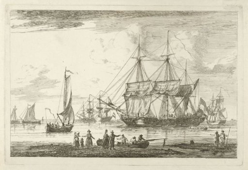 Two three-masters and other ships