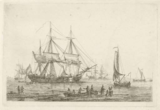 Two three-masters and other ships