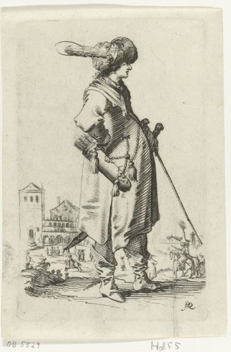 Standing man with a turban and a staff