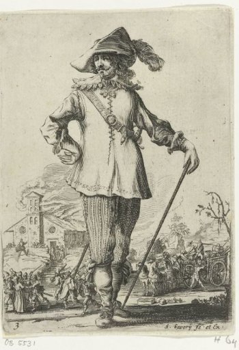 Standing officer with a walking stick