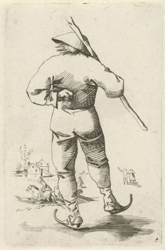 Skating man, seen from behind