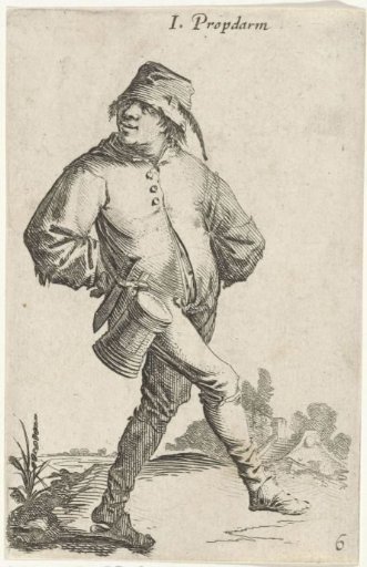 Dancing peasant with a mug and knife