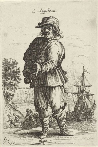 Standing man, pointing with left hand