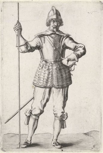 Standing soldier with a breastplate and a spear
