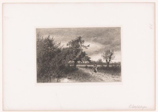 Woman with child on a country road