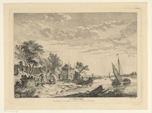 Figures by a Water Well on a River