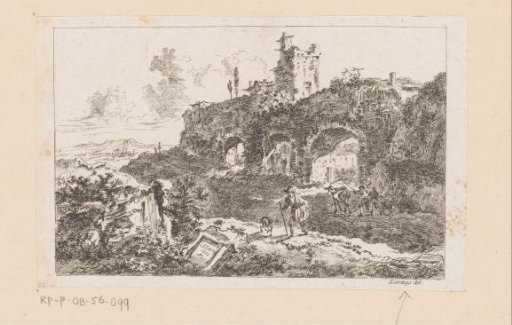Landscape with shepherds and ruins