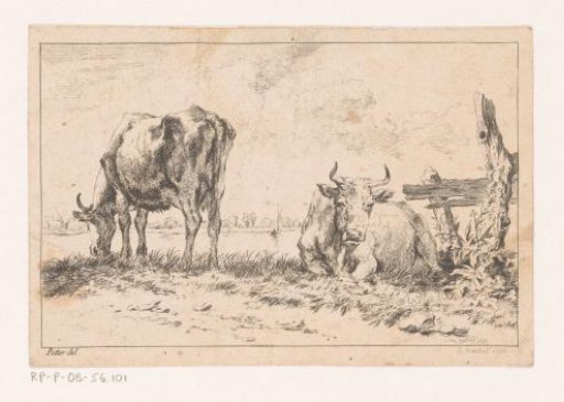 Two cows in a landscape