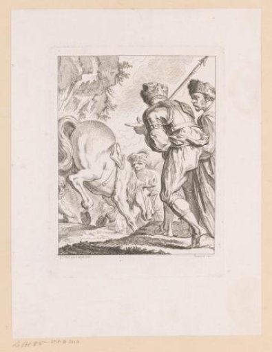 Three Soldiers and a Horse on a Path