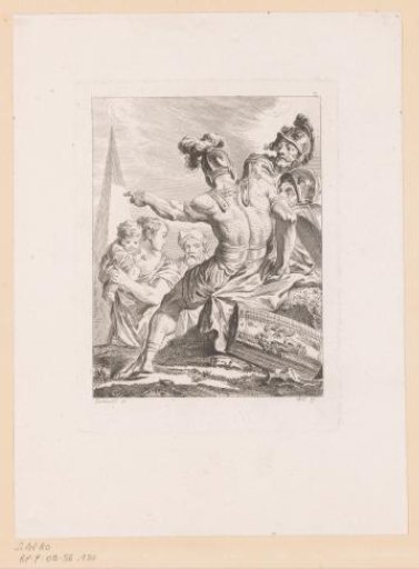 Three Soldiers, an Old Man and a Woman with Child