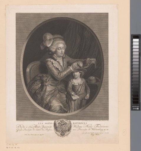 Woman Tying a Ribbon around a Child's Hat