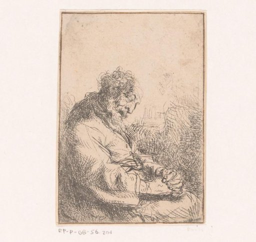 Sleeping Old Man in a Chair