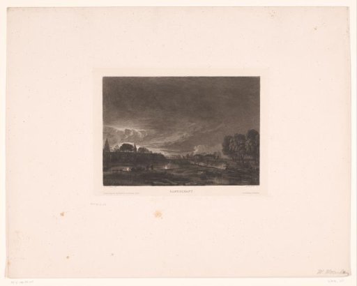 River landscape with a dark sky