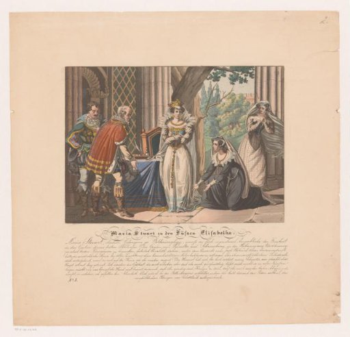 Mary I Stuart kneeling before Queen Elizabeth