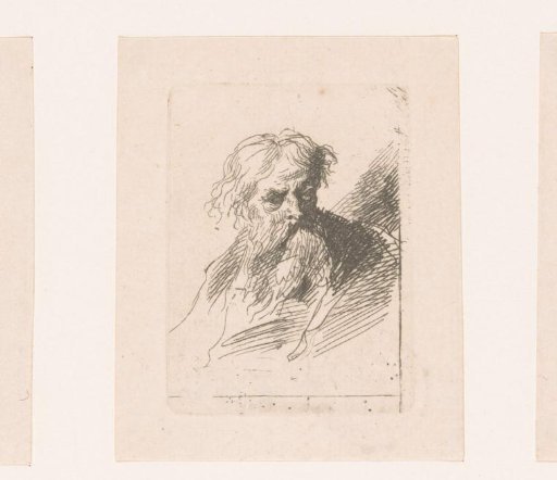 Head of an old man with beard and long moustache
