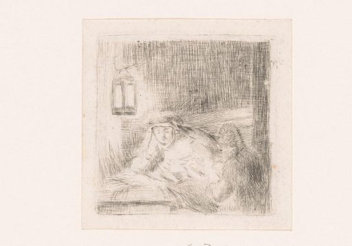 Woman and man sitting in the light of a lamp