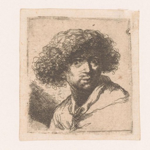 Head of a man with large tuft of hair