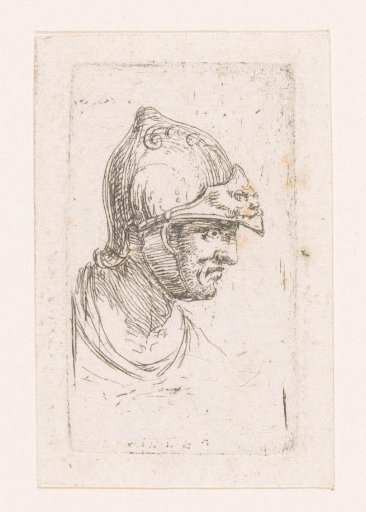 Head of a man with helmet