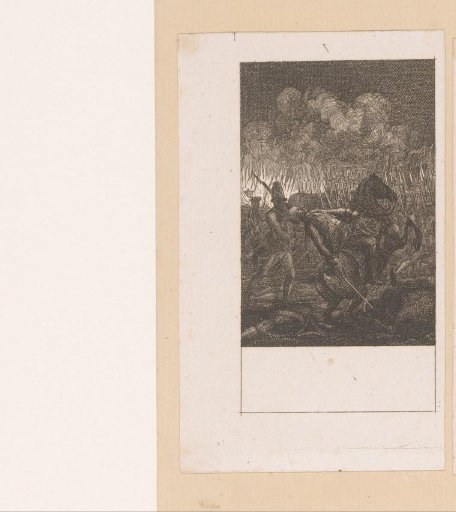 Rearing horse with rider in a fight