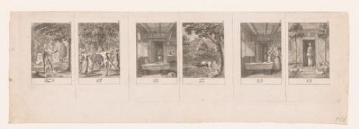 Six illustrations concerning funeral preparation and burial