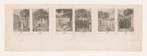 Six illustrations concerning the burial of a girl