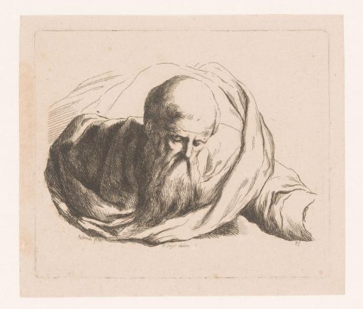Bust of an old man with beard and draped cloak