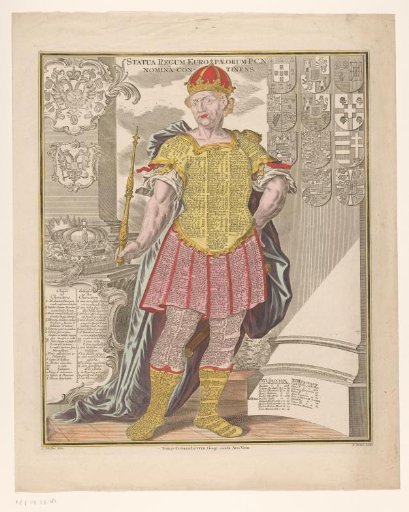 King with the names of kings throughout history on his clothing
