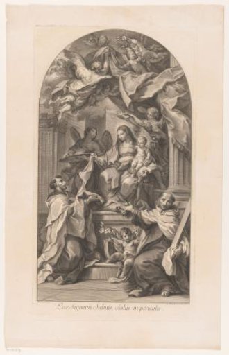 Enthroned Mary and Child with Saint Simon Stock and Saint John of the Cross