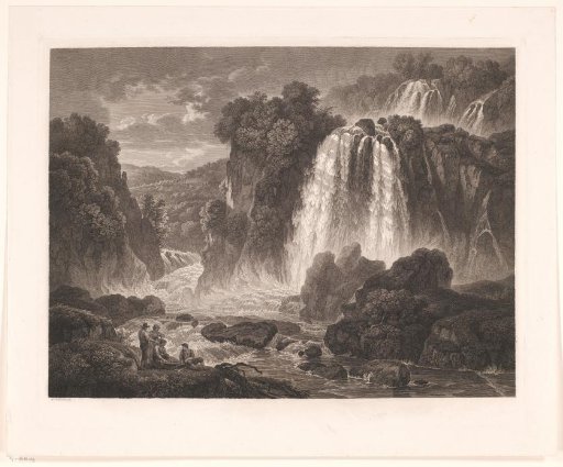 Landscape with the great waterfalls of Tivoli