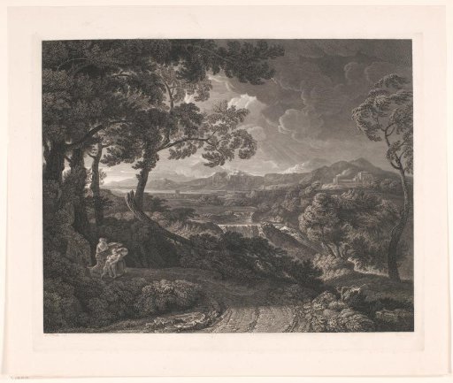 Stormy landscape with cascade
