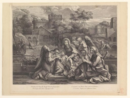 Holy Family with Anna, John the Baptist and angels